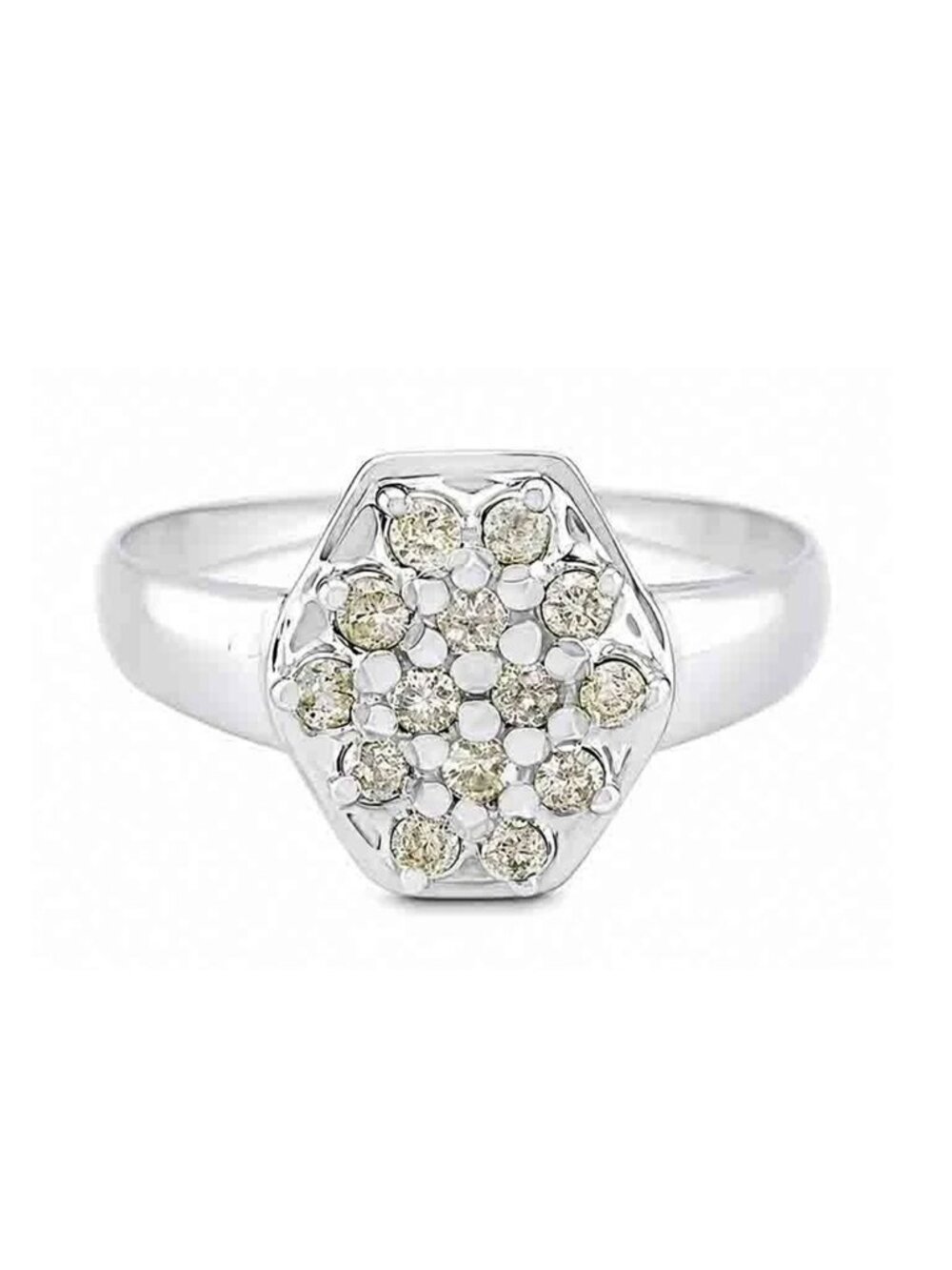 Genuine 0.28 Cts Diamond Ring 14k White Gold
